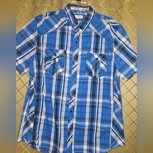 ROUTE 66 mens blue plaid shirt size XL